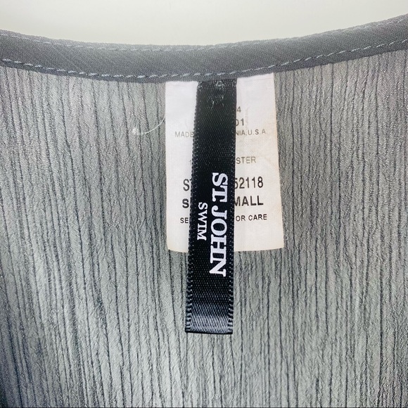 St. John Swim Suit Cover Up Chiffon Sheer Sequin Bead Tie Waist Beach Pool Black - Picture 8 of 10